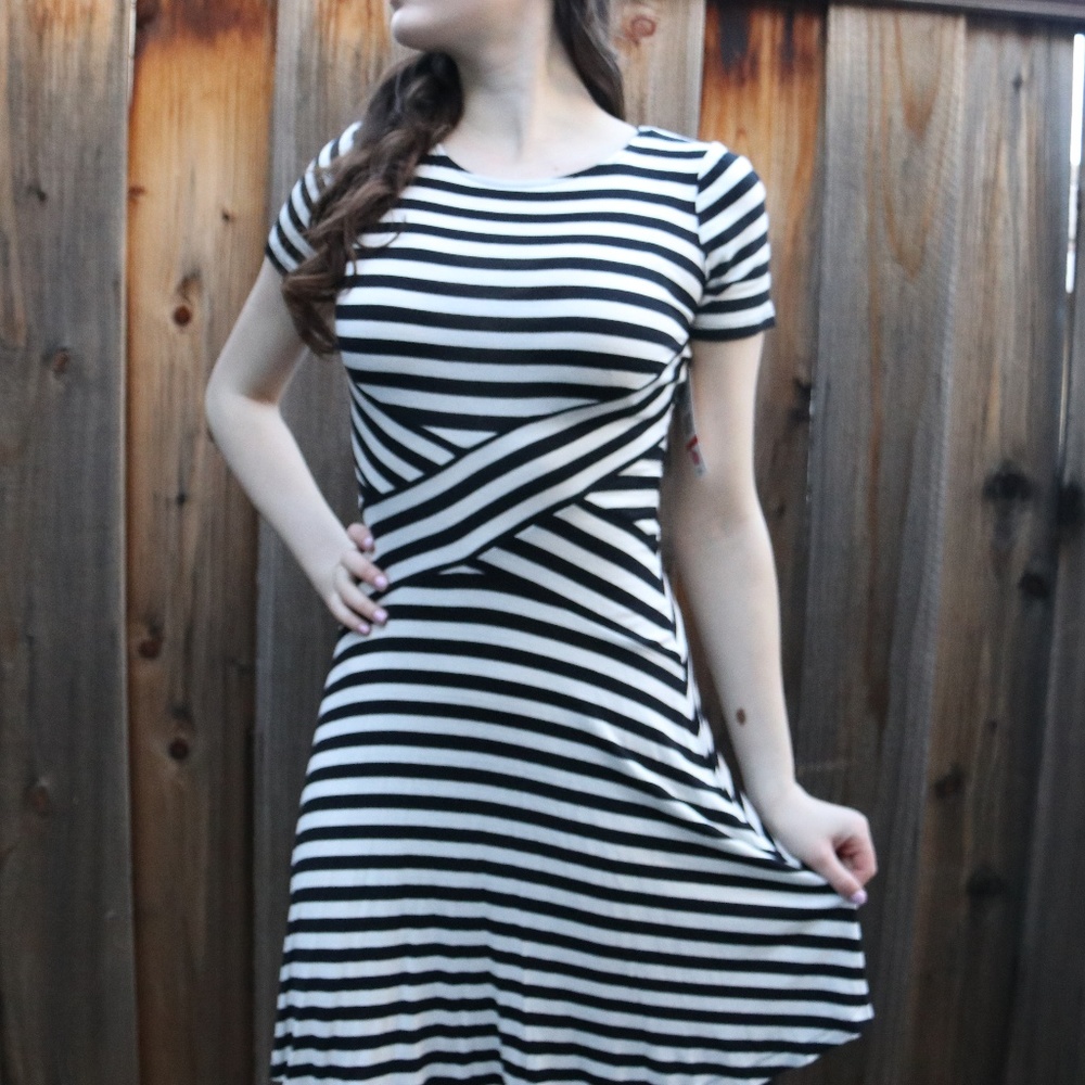 White/Black Stripped Dress
